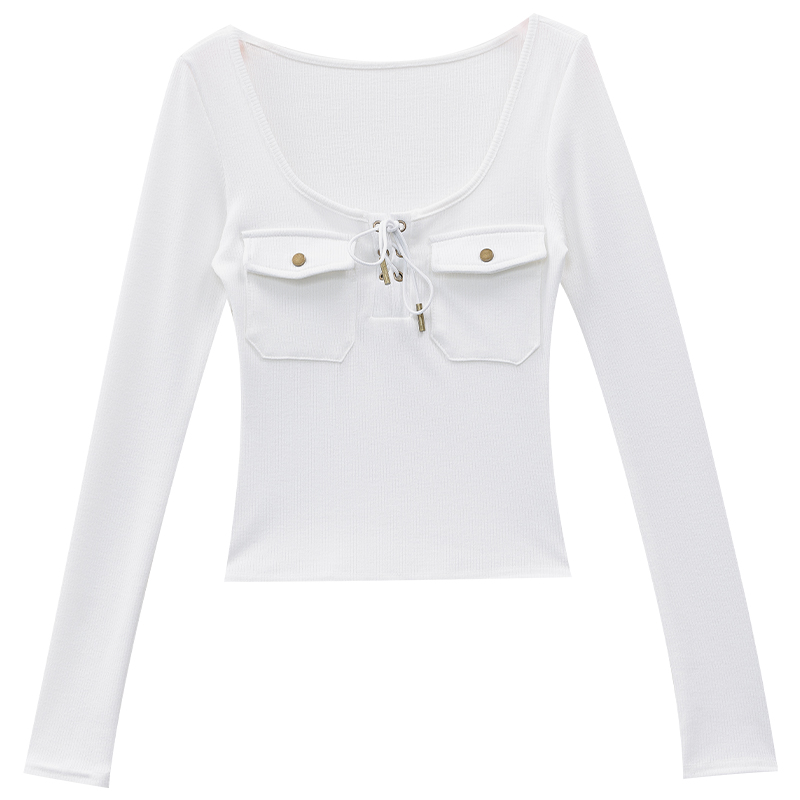 White Long Sleeve T-Shirt for Women with Sexy Tie Design - Persian Secret Style Base Layer Top, Perfect for 90s and Y2K Fashion