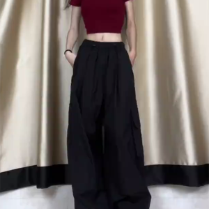 Women's American Casual Cargo Pants - Loose Fit, Straight-Leg Wide-Leg, Trendy Street Dance Hip-Hop Style, Perfect for Petite Sizes