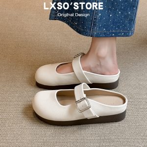 Women's Baotou Half Slippers - Summer Thick-Soled Slip-On Loafers, French Mary Jane Sandals for Outdoor Wear, 2025 Trend