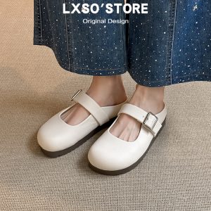 Women's Baotou Half Slippers - Summer Thick-Soled Slip-On Loafers, French Mary Jane Sandals for Outdoor Wear, 2025 Trend