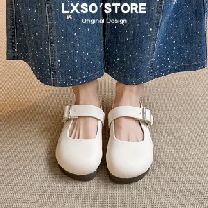 Women's Baotou Half Slippers - Summer Thick-Soled Slip-On Loafers, French Mary Jane Sandals for Outdoor Wear, 2025 Trend
