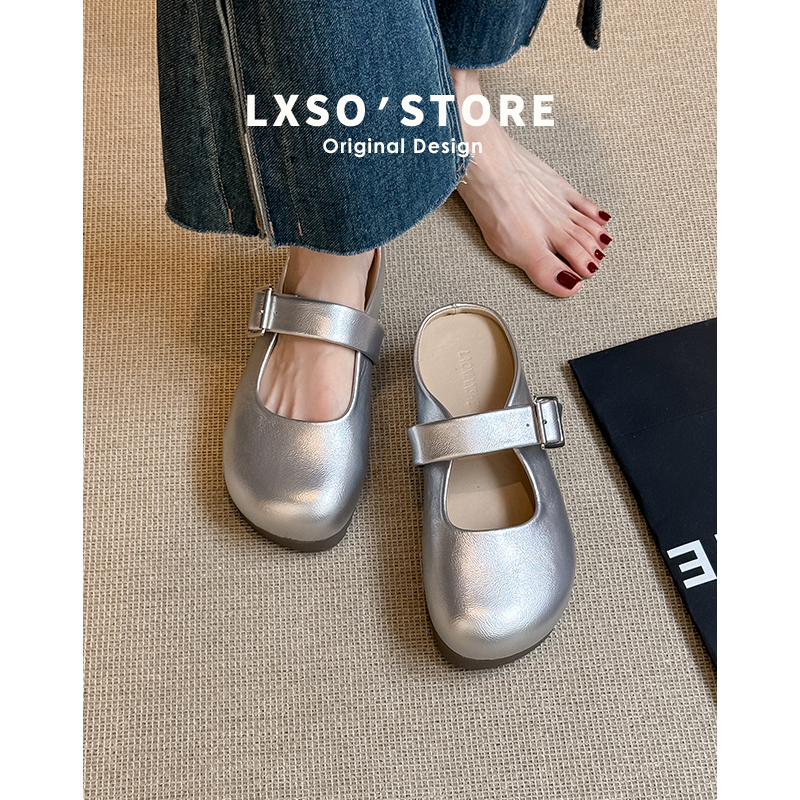 Women's Baotou Half Slippers - Summer Thick-Soled Slip-On Loafers, French Mary Jane Sandals for Outdoor Wear, 2025 Trend
