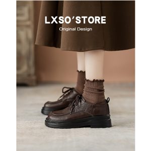 Women's Black Genuine Leather Oxford Shoes, Chunky Heel Loafers, Retro British Style, Thick-Soled Height-Increasing Spring 2025