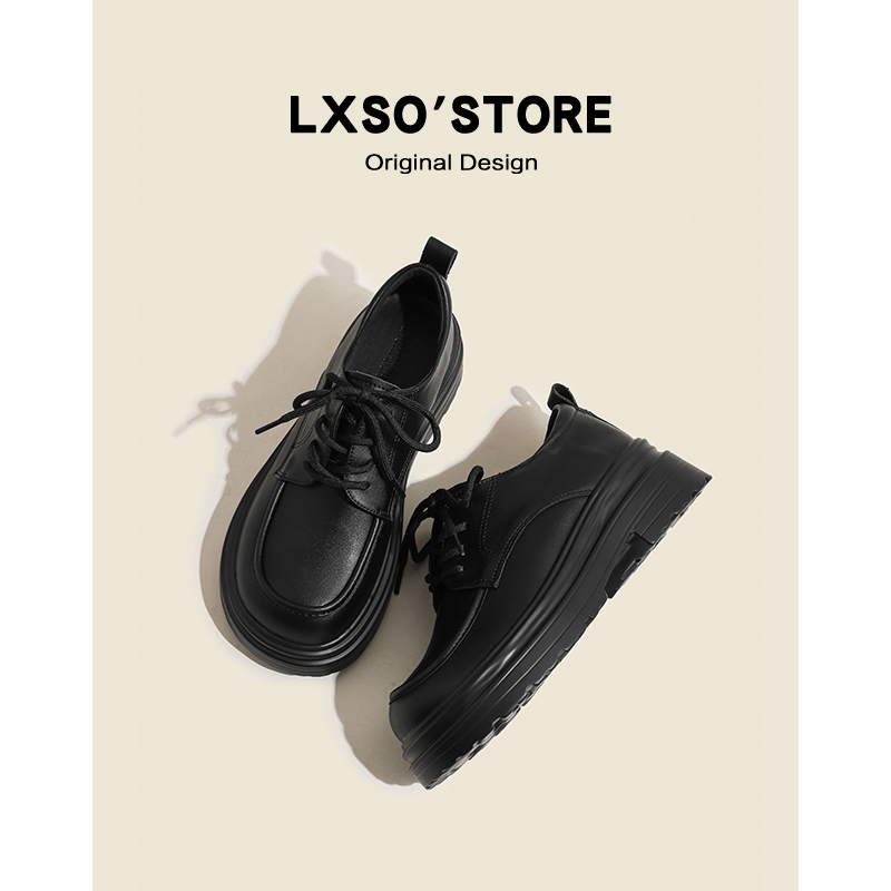 Women's Black Leather Oxford Shoes - British Style Genuine Leather Loafers with Thick Sole for 2025 Summer Fashion