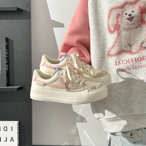 Women's Breathable Canvas Sneakers - Soft Sole, Versatile White Summer Shoes for Casual Youthful Style