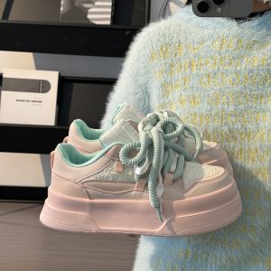 Women's Breathable Platform Sneakers - Summer 2025 Thick-Soled Sweet Style Shoes for Women - Versatile White Sneakers