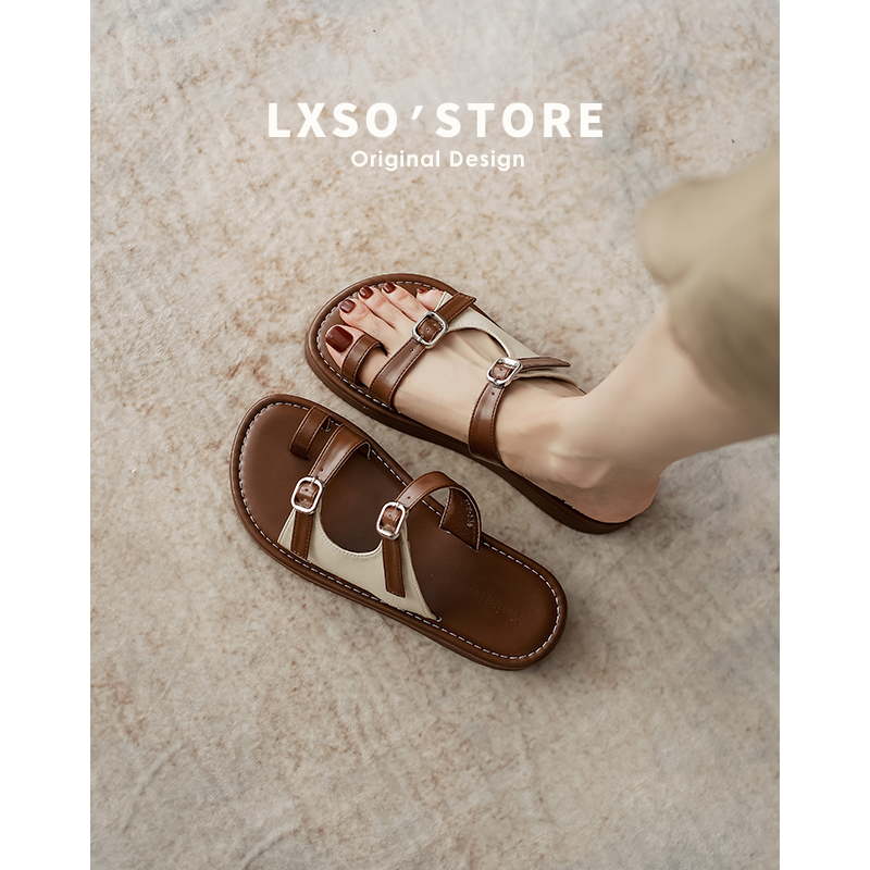 Women's Flat One-Strap Open-Toe Flip-Flops - Thick-Soled Summer Beach Sandals, Roman Style Footwear for Casual Outings
