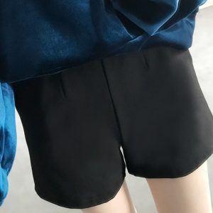 Women's High-Waisted A-Line Shorts, Versatile Wide-Leg Korean Style Casual Pants with Pockets, Slimming Fit