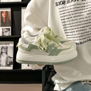 Women's Mesh Breathable Thick-Soled Board Shoes - 2025 Summer Trendy Versatile White Sneakers for Casual Style