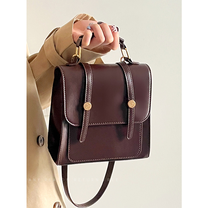 Women's Retro Double Shoulder Bag - British American Style Buckle Crossbody for Students and Commuting - 2024 Fashion