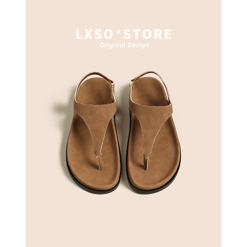 Women's Retro Thick-Soled Leather Flip-Flops, Casual Beach Roman Sandals for Summer Outdoor Style