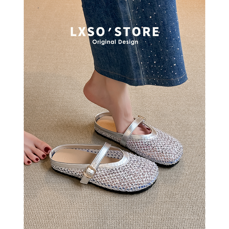 Women's Summer Flat Sandals - Rhinestone Mesh, Breathable Buckle, Flowing Design, Vacation Fairy Style