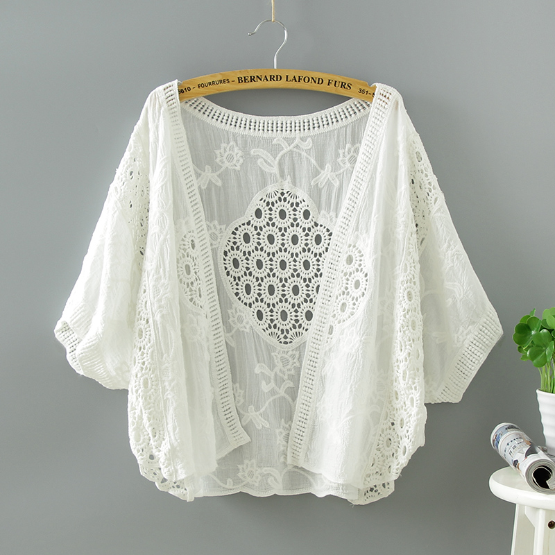 Women's Summer Lace Top and Skirt Set, Short Knitted Cardigan for Sun Protection, Stylish Lightweight Outerwear