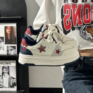 Women's Thick-Soled White Sneakers - Versatile Mesh Breathable Height-Increasing Trendy Shoes for Y2K Style