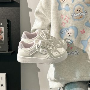 Women's White Canvas Sneakers - Lightweight, Breathable Mesh Summer Shoes, Korean Style Versatile Trendy Sports Footwear for Students