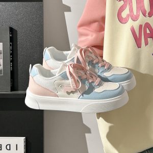 Women's White Canvas Sneakers - Lightweight, Breathable Mesh Summer Shoes, Korean Style Versatile Trendy Sports Footwear for Students