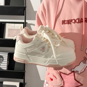 Women's White Thick-Soled Sneakers - Breathable Summer Board Shoes, Versatile Niche Design for Everyday Wear