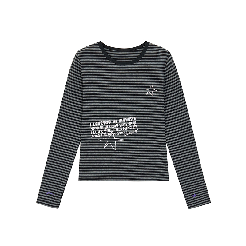Y2K Color-Block Striped Long Sleeve Tee for Women - Autumn 2024 Trendy Base Top